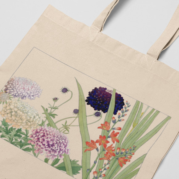 Scabiosa & Montbretia Flower Canvas Tote - Picture 3 of 5